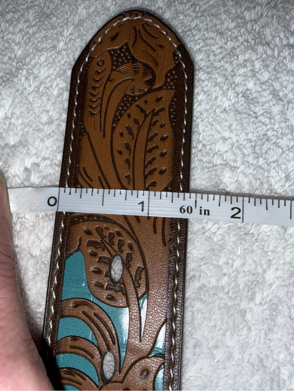 Turquoise Tooled Floral Western Belt with Silver Buckle Size 2X‎ NEW!